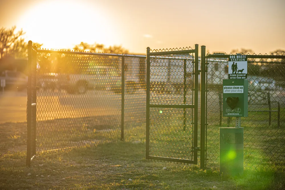 dog park at Riverwalk RV Resort in Bandera TX