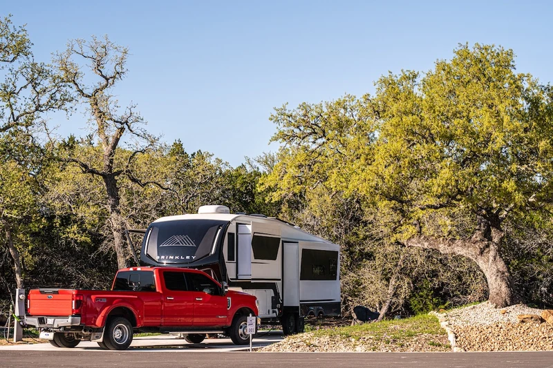 rv parked at our RV park in Bandera Texas