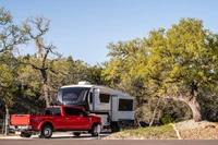 rv parked at our RV park in Bandera Texas